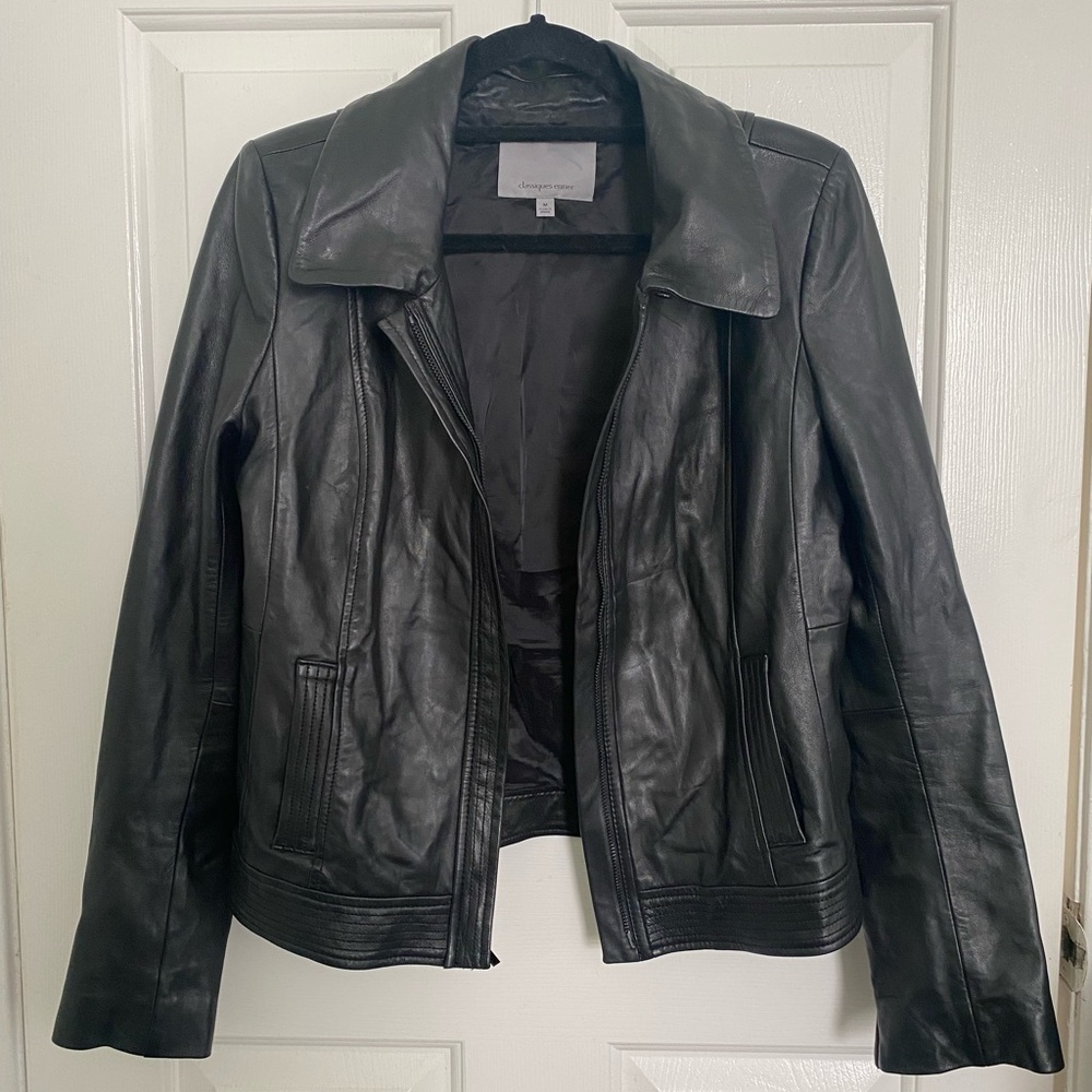 Classiques Entier Elegant Black Leather Jacket Women’s Size Medium
